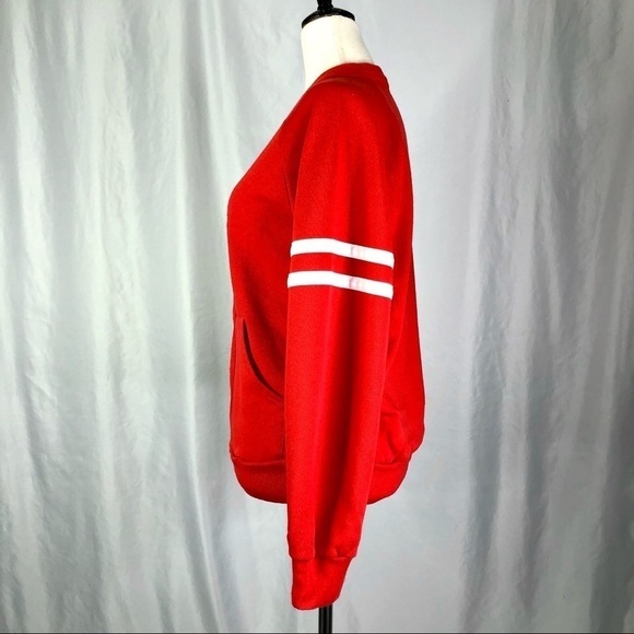 Vintage Gearing Up single stitch varsity cardigan sweatshirt red white S - Picture 5 of 9